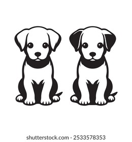 A cute puppy sitting down vector illustration 