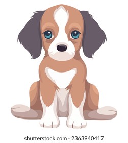 Cute puppy sitting looking cheerful over white