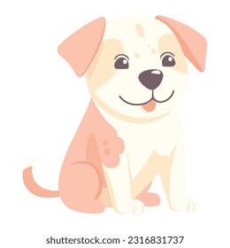 Cute puppy sitting, smiling icon isolated