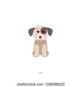 Cute puppy sitting. Vector illustration icon