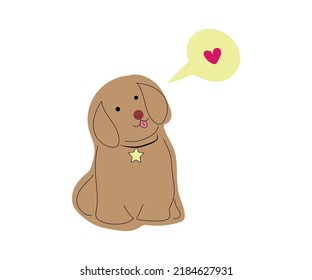Cute puppy sitting, vector illustration, flat style design.