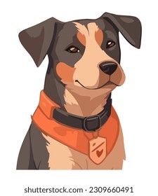 Cute puppy sitting, watching with cheerful loyalty icon isolated