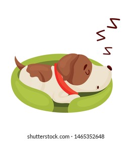 Cute puppy is sleeping. Vector illustration on white background.