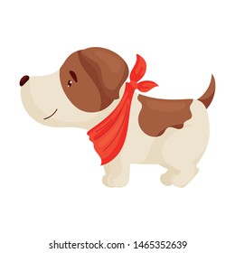 Cute puppy is standing. Vector illustration on white background.