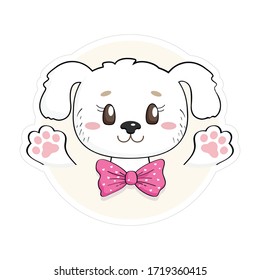 Cute Puppy Sticker. Funny baby dog useful for many applications, your designs, prints for apparel, scrapbooking projects.