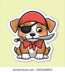 Cute puppy Sticker Vector Design