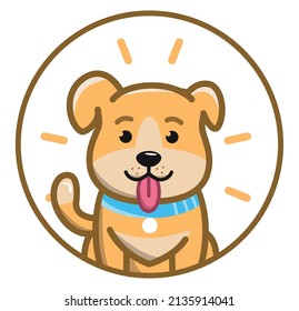 El adorable cachorro le sacó la lengua. Perro feliz. Ilustración vectorial.