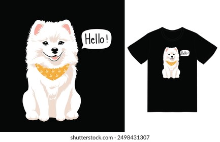 Cute puppy with tshirt design premium vector the Concept of Isolated Technology. Flat Cartoon Style Suitable for Landing Web Pages,T shirt, Flyers, Stickers