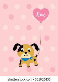 cute puppy valentine greeting card