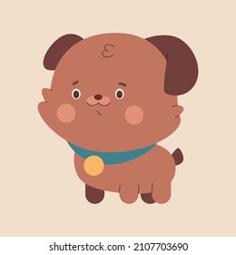 Cute puppy vector cartoon character isolated on background.