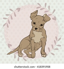 Cute puppy. vector  hand draw illustration.