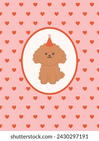 Cute puppy vector illustration. Greeting card template.