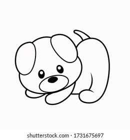 Cute Puppy Vector Illustration on White