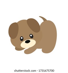 Cute Puppy Vector Illustration on White