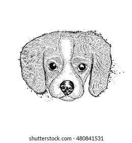 Cute puppy. Vector illustration for postcards or posters. Charming dog.