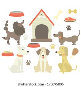 Cute puppy vector set
