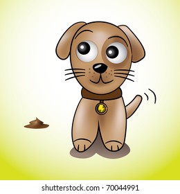 cute puppy wags its tail illustration