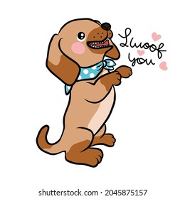 Cute puppy I woof you cartoon painting illustration