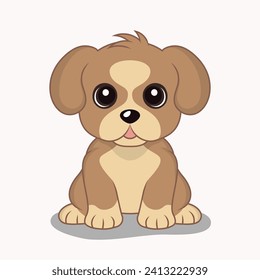 Cute puppy with a yellow collar sits on a white background
