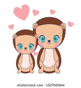 cute purcopines couple characters vector illustration