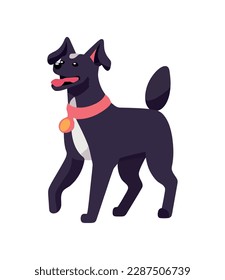Cute purebred dog, walking cheerful icon isolated
