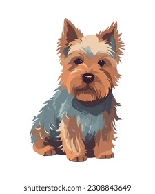 Cute purebred terrier sitting outdoors icon isolated