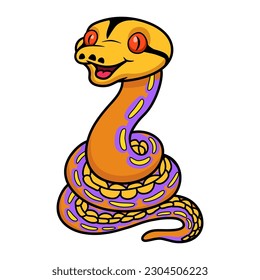 Cute purple albino tiger reticulated python cartoon