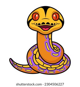 Cute purple albino tiger reticulated python cartoon
