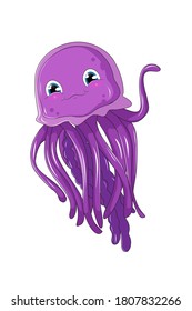 A cute purple baby jellyfish, design animal cartoon vector illustration