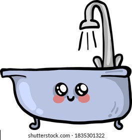 Cute purple bath, illustration, vector on white background