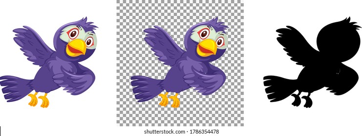 Cute purple bird cartoon character illustration