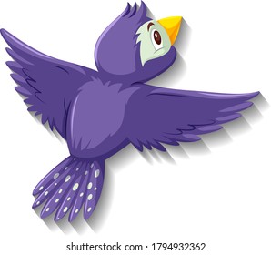 Cute purple bird cartoon character illustration