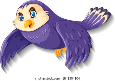 Cute purple bird cartoon character illustration