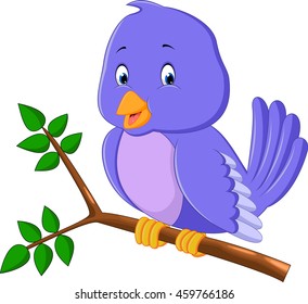 Cute purple bird cartoons