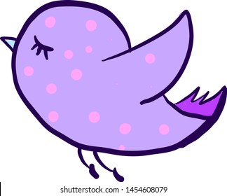 Cute purple bird flying, illustration, vector on white background.