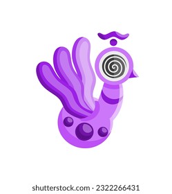 pájaro morado lindo al estilo vectorial