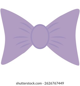 Cute purple bow in flat cartoon style, perfect for children's illustrations, decorations, fashion elements, or kawaii design projects.