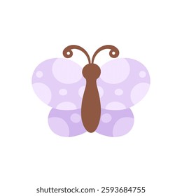 Cute purple butterfly icon logo vector illustration isolated on white background