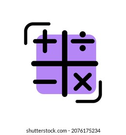 Cute Purple Calculator Icon Flat Design For App Label Vector Illustration