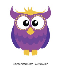 Cute purple cartoon owl