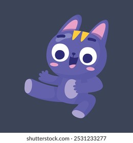 cute purple cat in flat vector design.