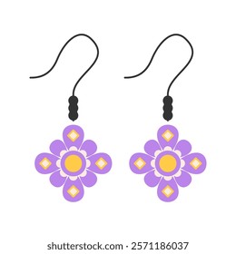 Cute Purple Daisy Earrings Illustration