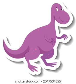 Cute purple dinosaur cartoon character sticker illustration