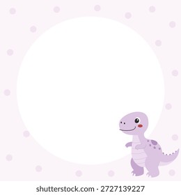 Dinossauro roxo bonito com quadro circular plano de fundo ilustração. Adequado para fazer lista, lista de verificação, memorando, nota adesiva, planejador, escrever, diário, livro, estacionário, bloco de notas para planejamento de tarefas e estudo