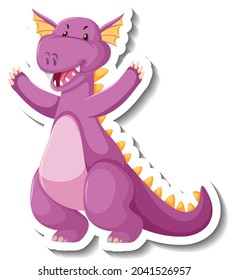 Cute purple dragon cartoon character sticker illustration
