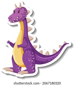 Cute purple dragon cartoon character sticker illustration