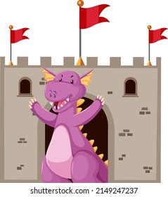 Cute purple dragon cartoon character illustration