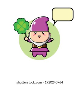 Cute purple dwarf illustration design is bringing good luck