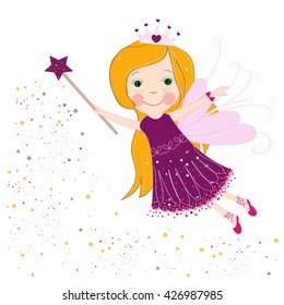 Cute purple fairy tale vector