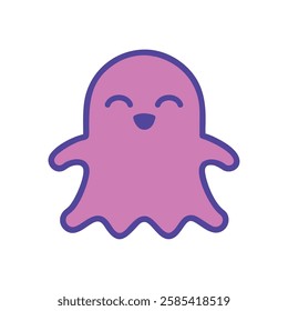 cute purple fantasy ghost with a friendly smile illustration